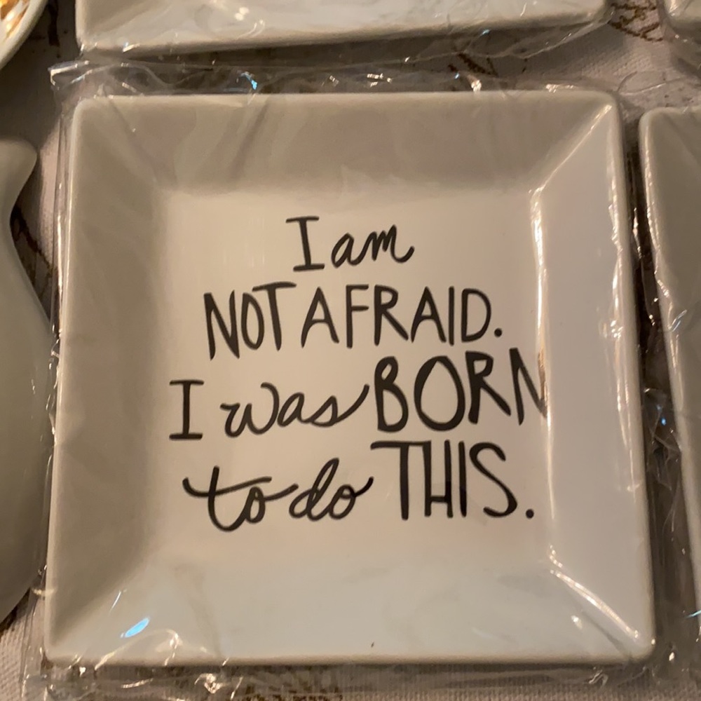 Trinket small dishes cat paper source young wild and free I was born to do it